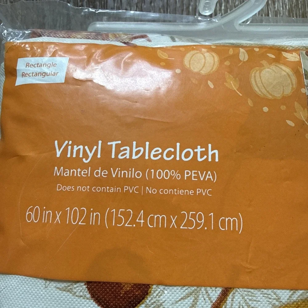 Fall Themed Autumn Leaves Vinyl Tablecloth No PVC 60x102 Thanksgiving Autumn
